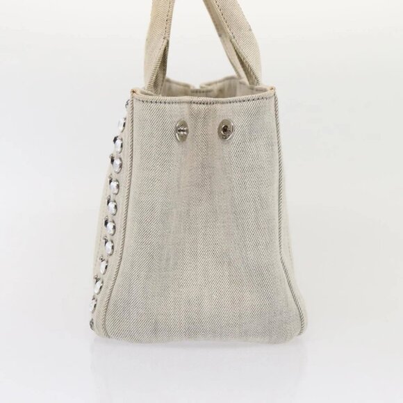 PRADA Bijoux Canapa PM Hand Bag Canvas 2way Gray Silver - Picture 4 of 15